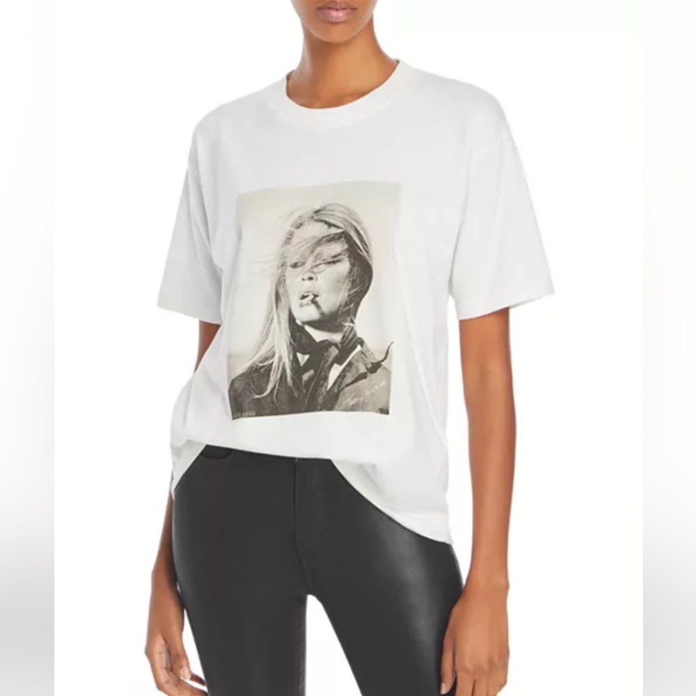 Anine Bing Ivory Graphic Short Sleeve Tee